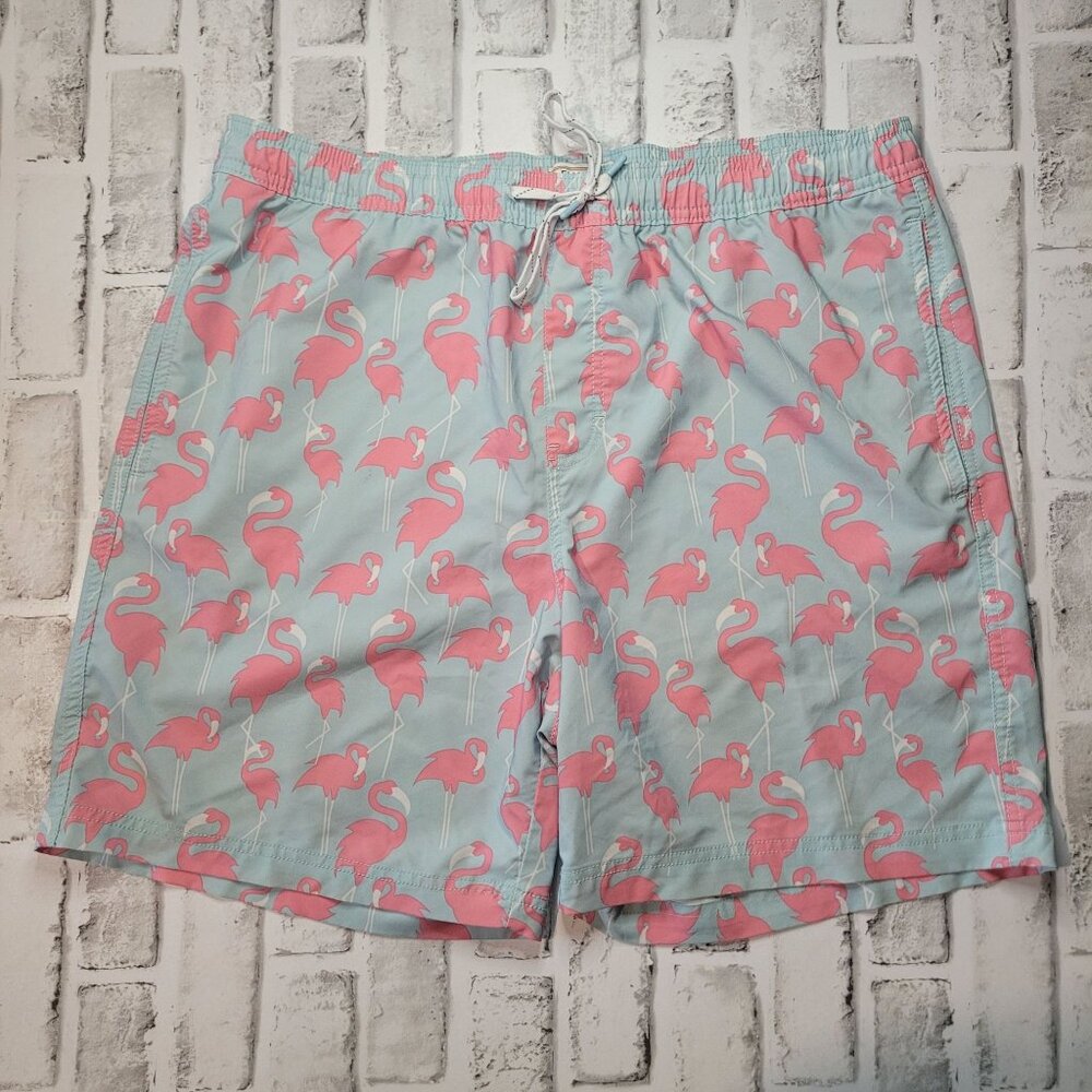 Men's Blue Flamingo Elysian Swim Trunks Casual Short Cruise Vacation Size XL